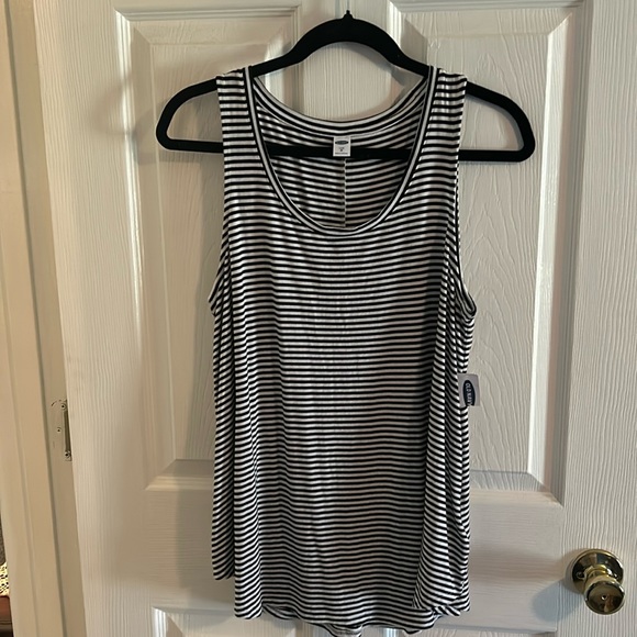 Old Navy Tops - Old Navy black and white stripe back longer Luxe tank-top. Womens  sz m